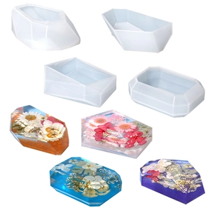 DIY silicone molds for crystal resin art with floral faceted geometric gemstone shapes