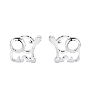 Orecchini a perno minimalisti in argento sterling S925 a forma di elefante traforato