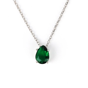Elegant 18K gold-plated necklace featuring a pear-shaped emerald zircon water drop pendant