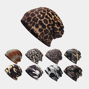 Multipurpose Leopard Camouflage Slouchy Beanie Hat Neck Warmer Dual Use Outdoor Warm Windproof Printed Headscarf Cap For Men Women