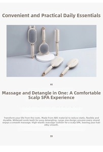 Detail of professional hairbrush set with massage air cushions and anti-static bristles
