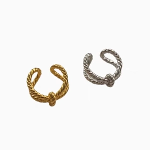 French vintage twisted knot open ring set in polished gold and silver finish