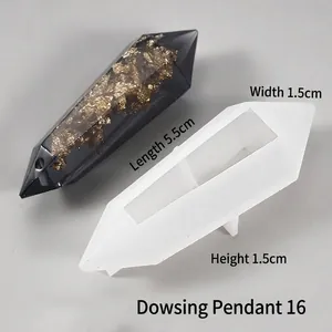 Détail du moule en silicone pour pendentif hexagonal avec dimensions et résine