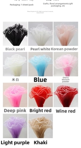 Macro detail of wave edge pearl mesh ribbon for floral bouquet gift wrapping