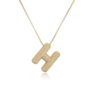 Luxury gold H-letter pendant necklace with shimmering cubic zirconia on fine box chain