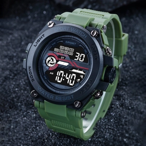 Digital Sports Watch ABS Case PU Strap Luminous Alarm Stopwatch WR30M Outdoor Mountaineering Tactical For Men