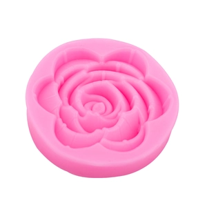 Pink round silicone mold for 3D rose flower cake decoration and aroma stone crafts