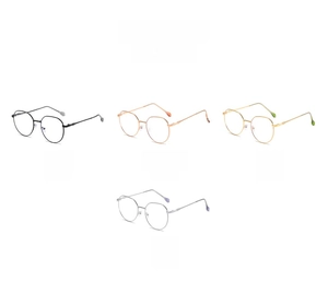 Square blue light blocking glasses in black, rose gold, gold and silver metal frames