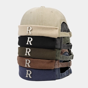 Berretto Docker Retrò Cappello Senza Tesa Cotone Lavato Lettera R Metallica Streetwear Regolabile Hip Hop Miki