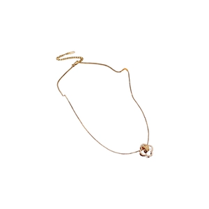 18K gold plated necklace featuring a hollow clover pendant with a small zircon ring
