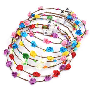 Luminous floral wreaths with colorful roses and built-in LED battery packs in various colors