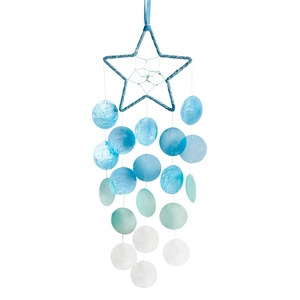 Star-shaped shell wind chime DIY kit with blue and white gradient hanging shells