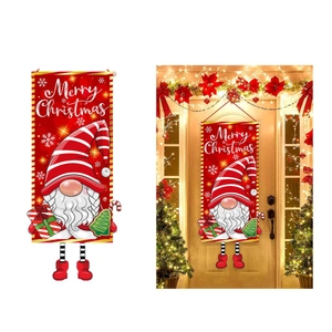 Outdoor Christmas Gnome door banner decoration for home holiday party background