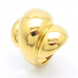 Polished 18k gold plated stainless steel croissant ring with a minimalist geometric design