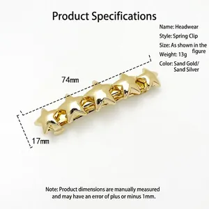Minimalist gold star spring hair clip with matte finish and durable alloy structure