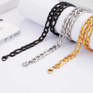 Bracelets chaîne NK Figaro polie en acier inoxydable argent or et noir bijoux hip-hop chic