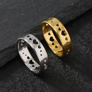 Minimalist Stainless Steel Ring With Hollow Heart Cut-Out Design Fashion Jewelry For Men Women Couples Gift