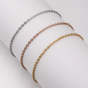 Minimalist stainless steel square cross chains in silver, rose gold, and gold finishes