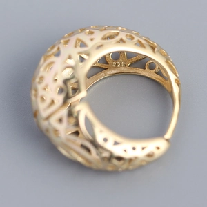 Gold hollow patterned S925 sterling silver earrings with 925 hallmark engraving