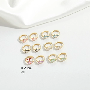 Set of colorful teardrop zircon hoop earrings in 6 colors measuring 0.7x1cm each