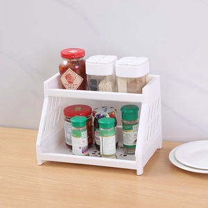 Double-tier white plastic desk organizer with cat paw design and drainage holes