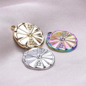 Stainless steel lemon slice pendants in gold silver and rainbow for DIY jewelry making