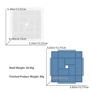 Vue détaillée des dimensions du moule rectangulaire en silicone pour lampes DIY