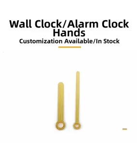 Detail view of gold brushed metal clock hands for wall clocks and alarm clocks repair