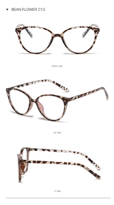 Detailed views of tortoiseshell cat-eye glasses frames showing front and side angles