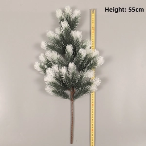 Detailed view of 55cm artificial Christmas upside-down tree with snow-tipped pine needles