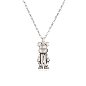 Collana alla moda con ciondolo a forma di orso in argento e cristalli scintillanti