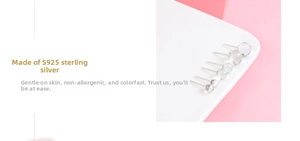 Detailed view of S925 sterling silver colorful crystal ball stud earrings in three sizes