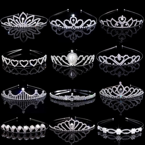 Elegant Alloy Rhinestone Faux Artificial Pearl Bridal Tiara Crown Headband For Wedding Birthday Party Hair Accessories For Women