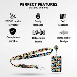 Eco-friendly floral lanyard with detachable buckle and retractable ID badge holder set