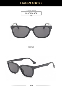 Front- und Seitenansicht der klassischen schwarzen quadratischen Sonnenbrille mit UV-Schutz