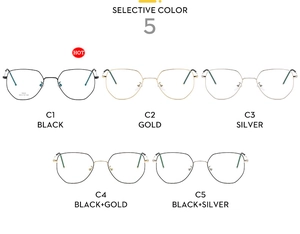 Layout a matrice di montature per occhiali poligonali in metallo anti-luce blu in 5 colori