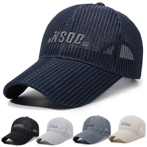 Men Full Mesh Baseball Cap Breathable Sun Protection Outdoor Fishing Hat Adjustable Extended Brim Polyester Embroidery