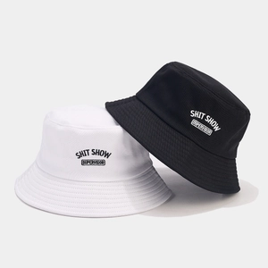 Bucket Hat Cotton Canvas Letter Embroidered Sun Protection Casual Streetwear Sun Hat For Men Women