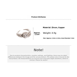 Detail view of oval zircon pearl ring with dimensions and 4.9g weight specifications