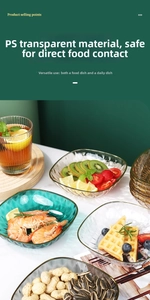 Gros plan sur des assiettes alimentaires en PS transparent avec motifs en diamant