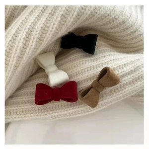 Women Sweet Velvet Bow Hair Clips Vintage Small Flocking Hair Pins Autumn Winter Side Clips Elegant Hair Accessories For Girls