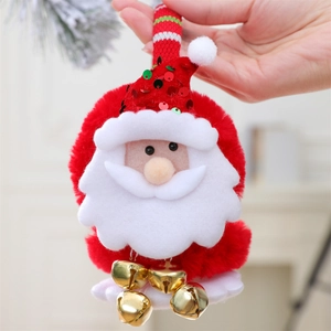 Christmas Santa earmuffs with festive sequins and golden bells for holiday party costume