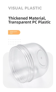 Detailed view of thickened transparent PC plastic oatmeal cup with high visibility