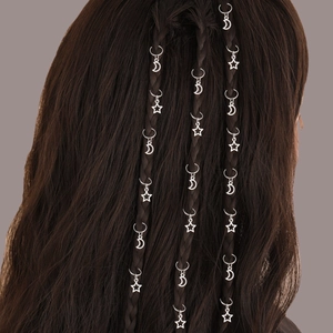 Alloy Braid Hair Rings Star Moon Pendants Hollow Dreadlock Accessories Vintage Style Hair Jewelry For Women