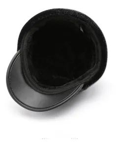 Detail view of the warm faux fur lining and premium stitching inside the men's winter cap