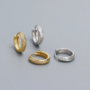 S925 sterling silver Mobius hoop earrings with zircon in gold and silver finishes