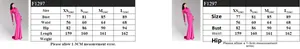 Detailed size chart for lace pleated waist dress showing bust waist and hip measurements