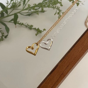 925 Sterling Silver Heart Pendant Necklace Hollow Design Minimalist Elegant Jewelry For Women Daily Wear Chic Aesthetic