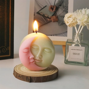 Sun Moon Face Candle Mold Silicone 3D Relief Mirror Surface For DIY Aromatherapy Handmade Soap Plaster Art Craft