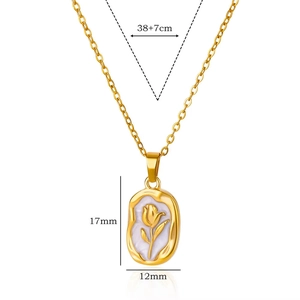 18K gold titanium steel tulip floral necklace with dimensions for women and girls